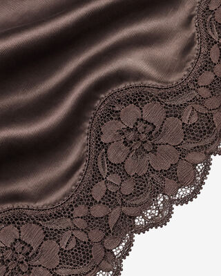 Silk scarf with brown lace