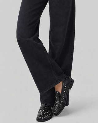 Black Leather Studded Loafers