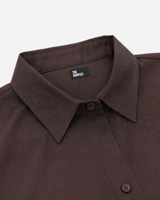 Silk blouse with brown lace