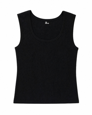 Black sleeveless top made of a cotton blend