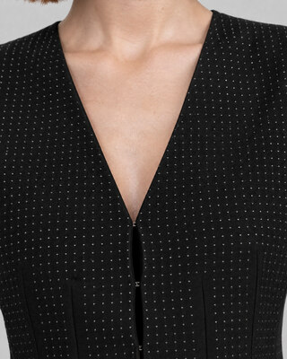 Black Rhinestone-Embellished Wool-Blend Cardigan
