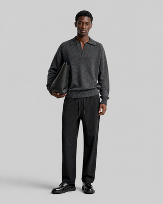 Gray wool polo-neck sweater