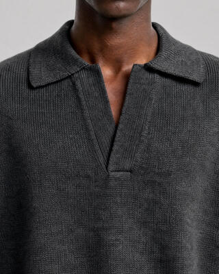 Gray wool polo-neck sweater