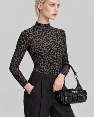 Black leopard-print bodysuit