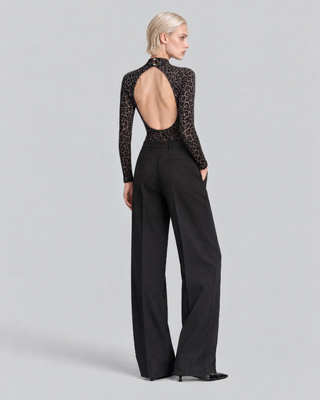 Black leopard-print bodysuit