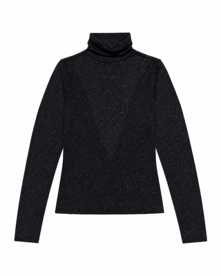 Black Rhinestone-Embellished Knit Top