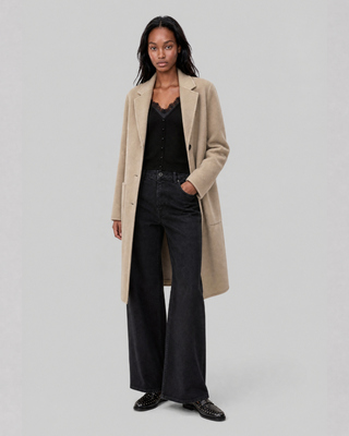 Beige reversible wool-blend coat