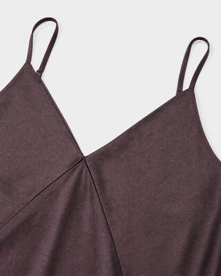 Brown Satin Spaghetti-Strap Top