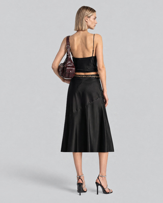 Black Satin Spaghetti-Strap Top