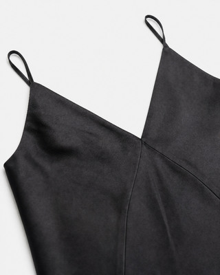 Black Satin Spaghetti-Strap Top