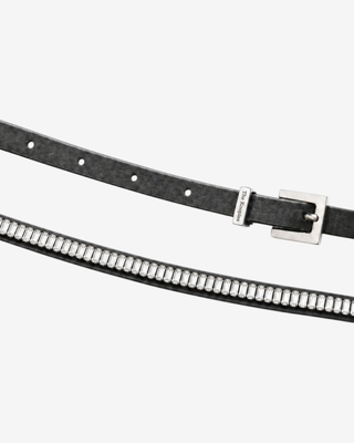 Black leather belt with rhinestones