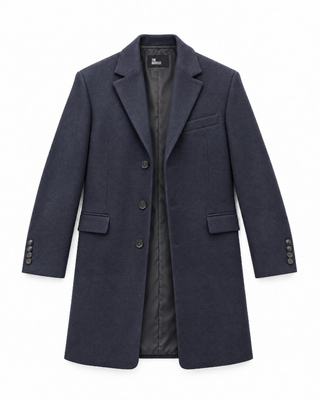Navy coat with notched collar