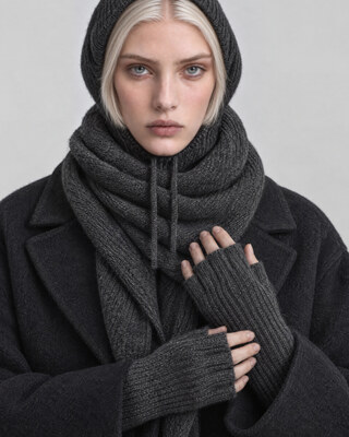 Gray wool and yak mittens