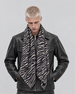 Unisex khaki leopard-print wool scarf