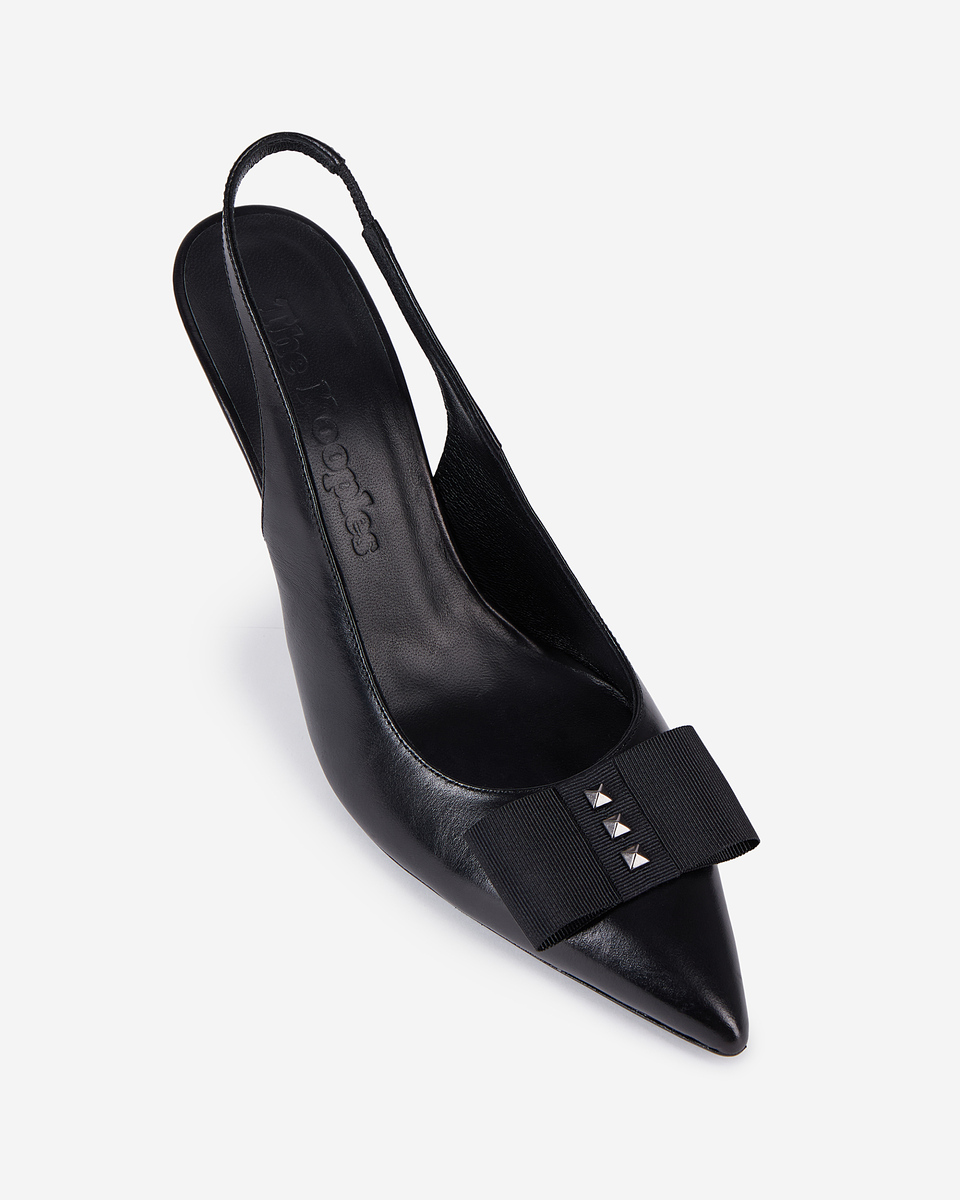 Black leather slingback pumps