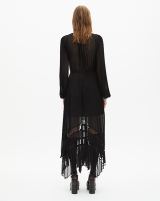 Long black pleated dress