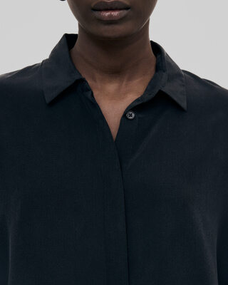Loose black washed silk shirt