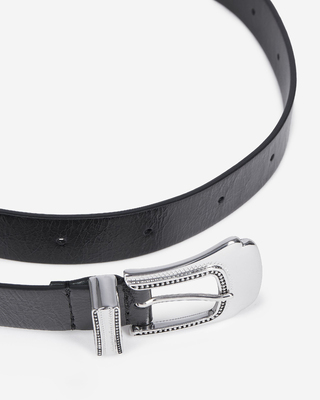 Thin black leather belt
