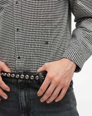 White and black checkered shirt