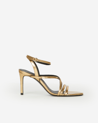 Gold leather heeled sandals