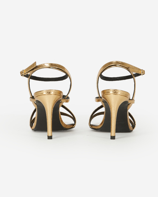 Gold leather heeled sandals