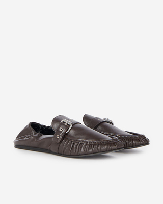 Brown leather loafers