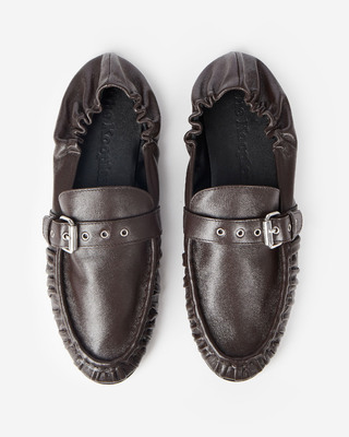 Brown leather loafers