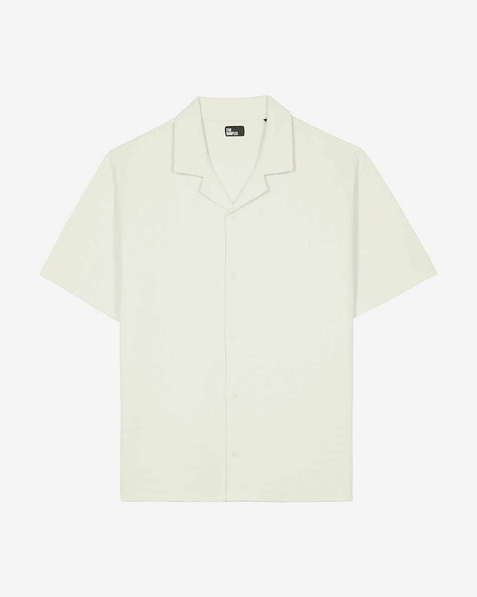 Ecru honeycomb short-sleeve shirt