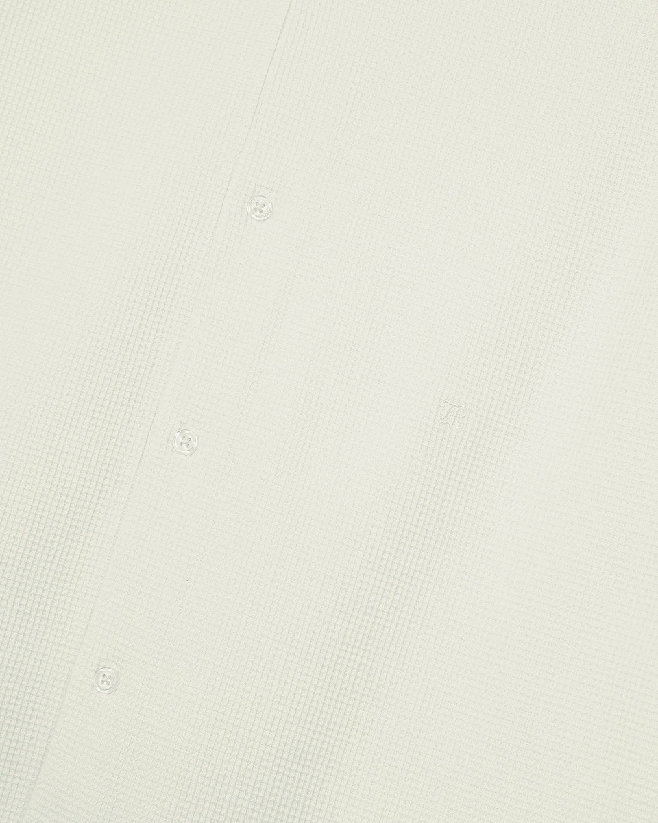 Ecru honeycomb short-sleeve shirt