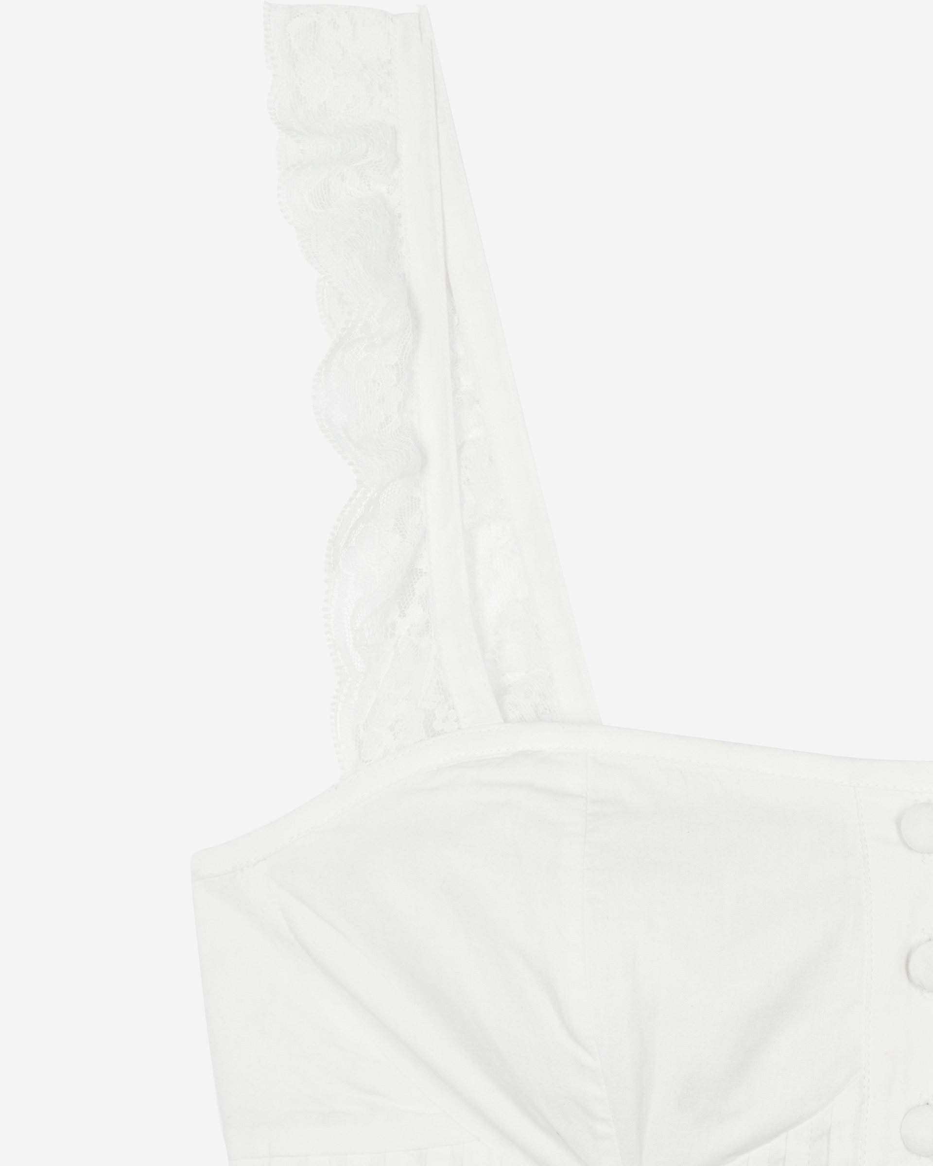 Ecru cotton top with ruffled lace straps