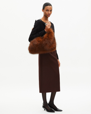 Brown fur-effect bag