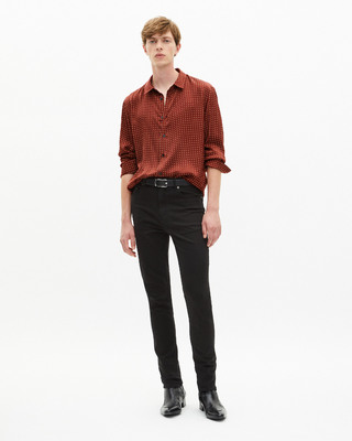 Burgundy polka-dot shirt