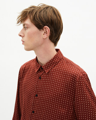Burgundy polka-dot shirt