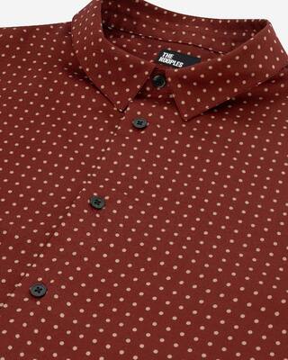 Burgundy polka-dot shirt