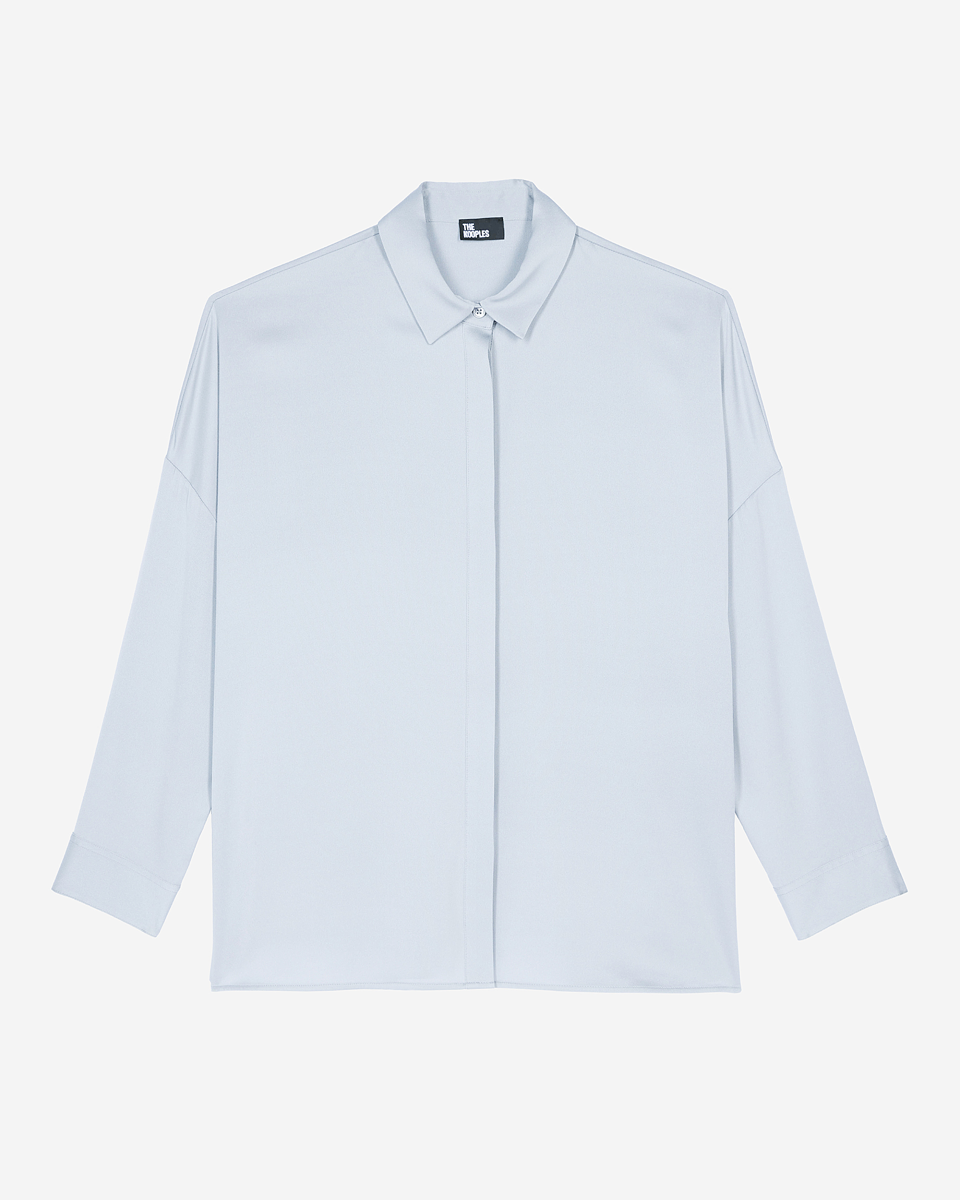 Chemise ample en soie bleue