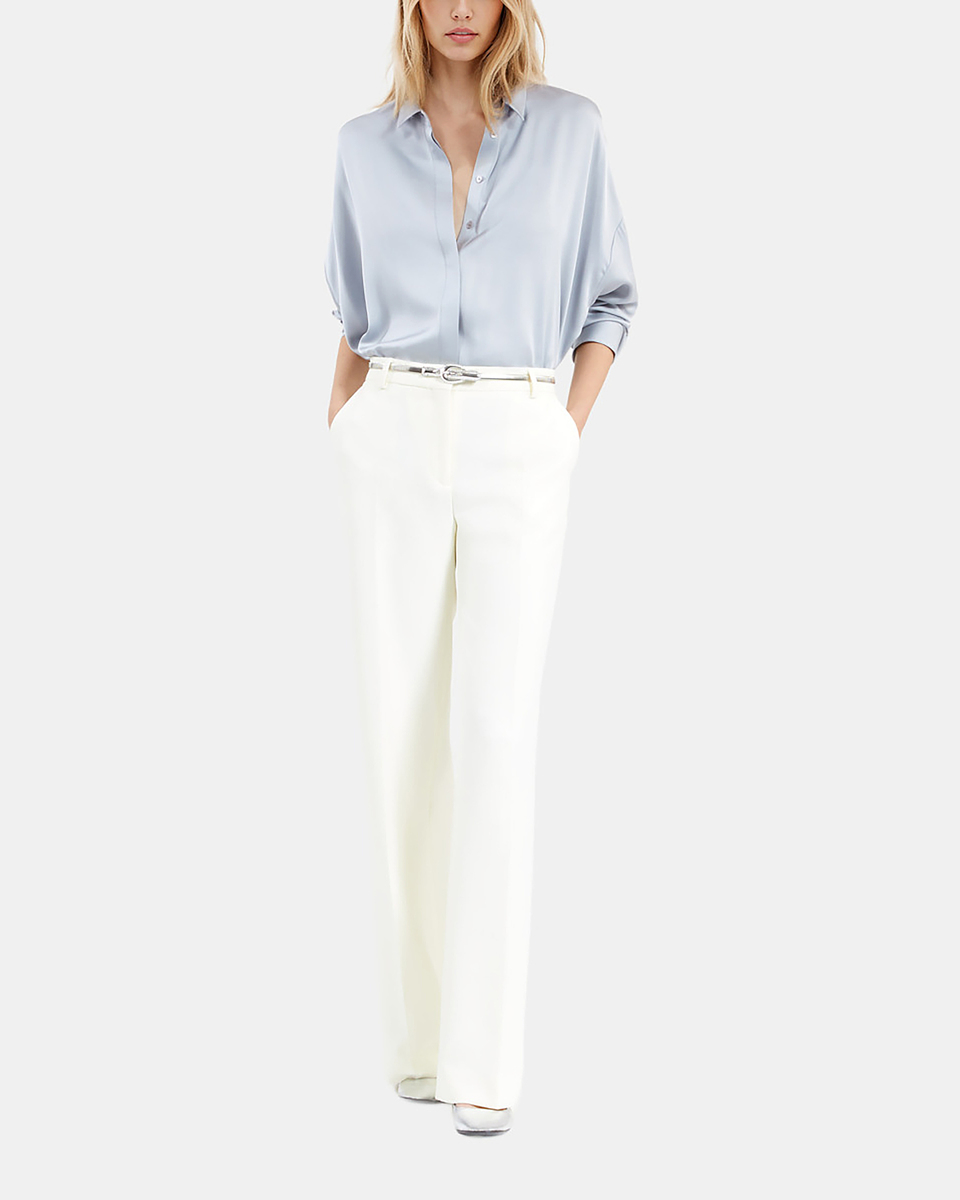 Chemise ample en soie bleue