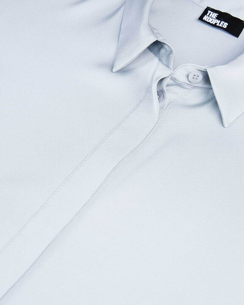 Chemise ample en soie bleue