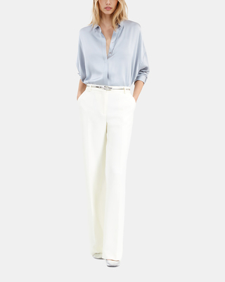 Chemise ample en soie bleue