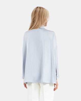 Chemise ample en soie bleue