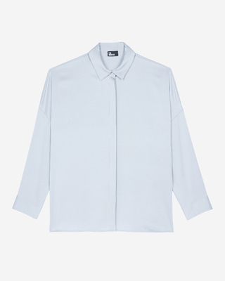 Chemise ample en soie bleue