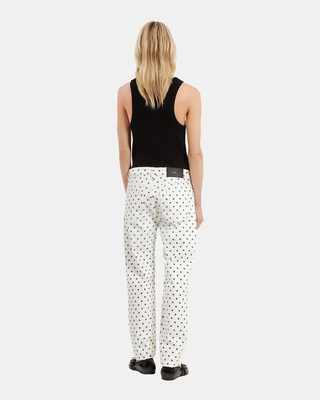 Jean slim à pois beige