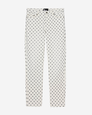 Jean slim à pois beige