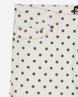 Jean slim à pois beige