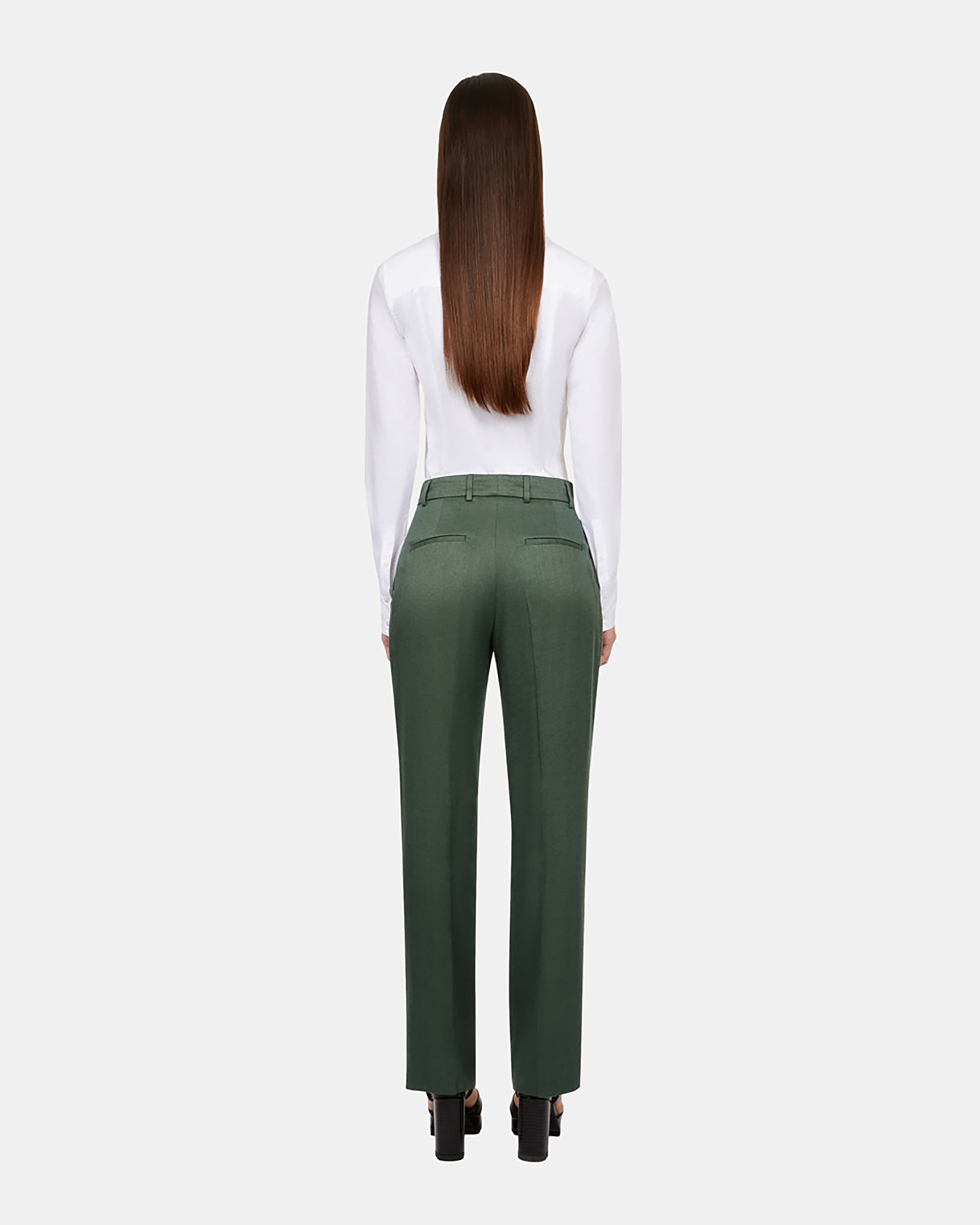 Pantalon tailleur en soie vert