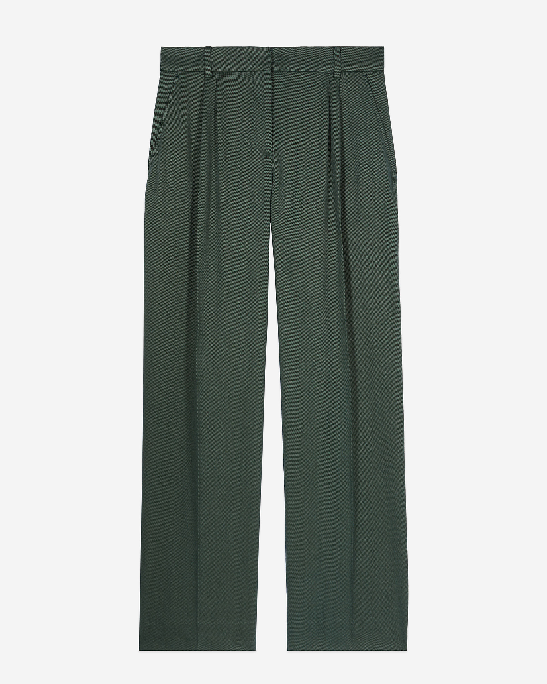 Pantalon tailleur en soie vert