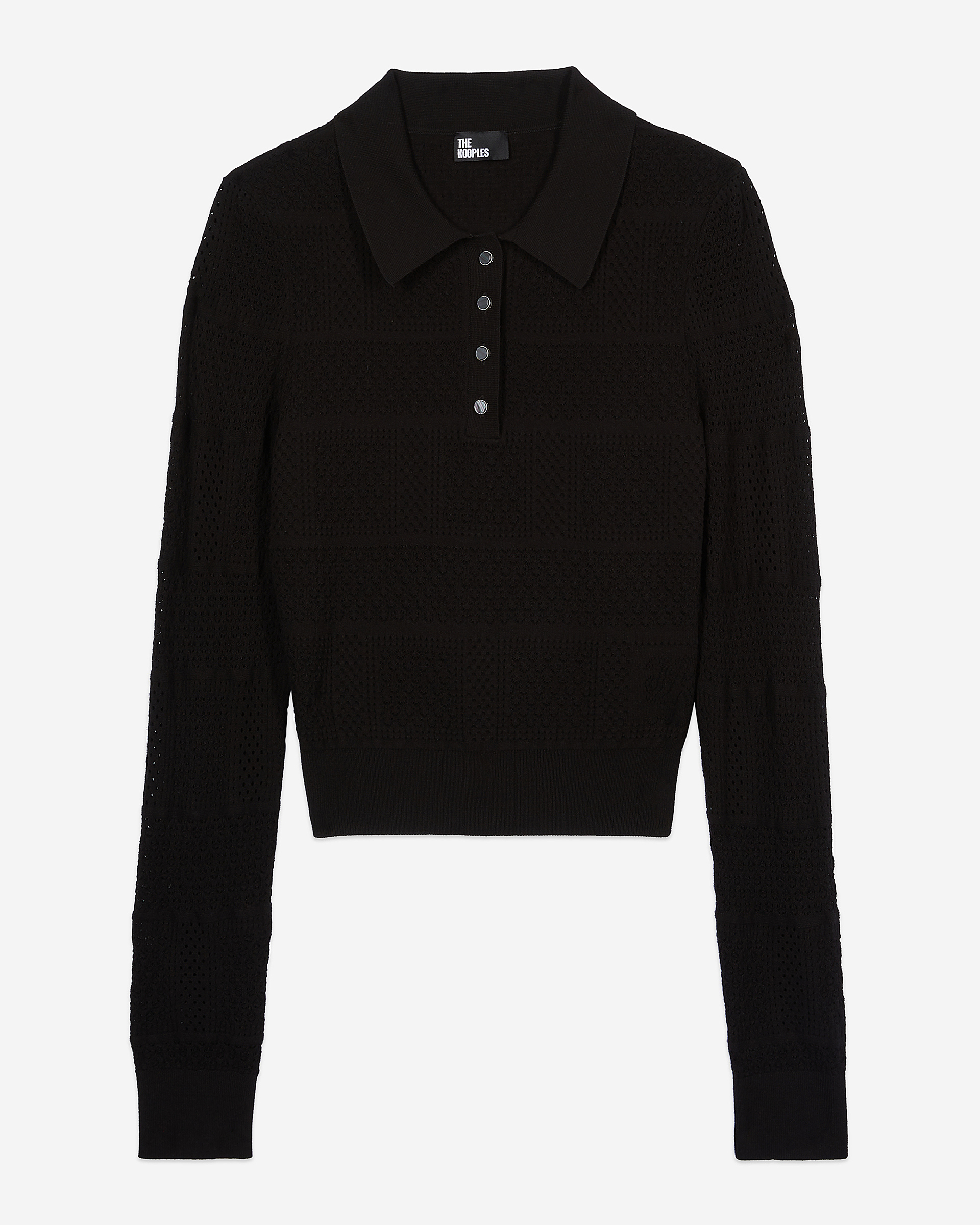 Polo en maille ajourée noir