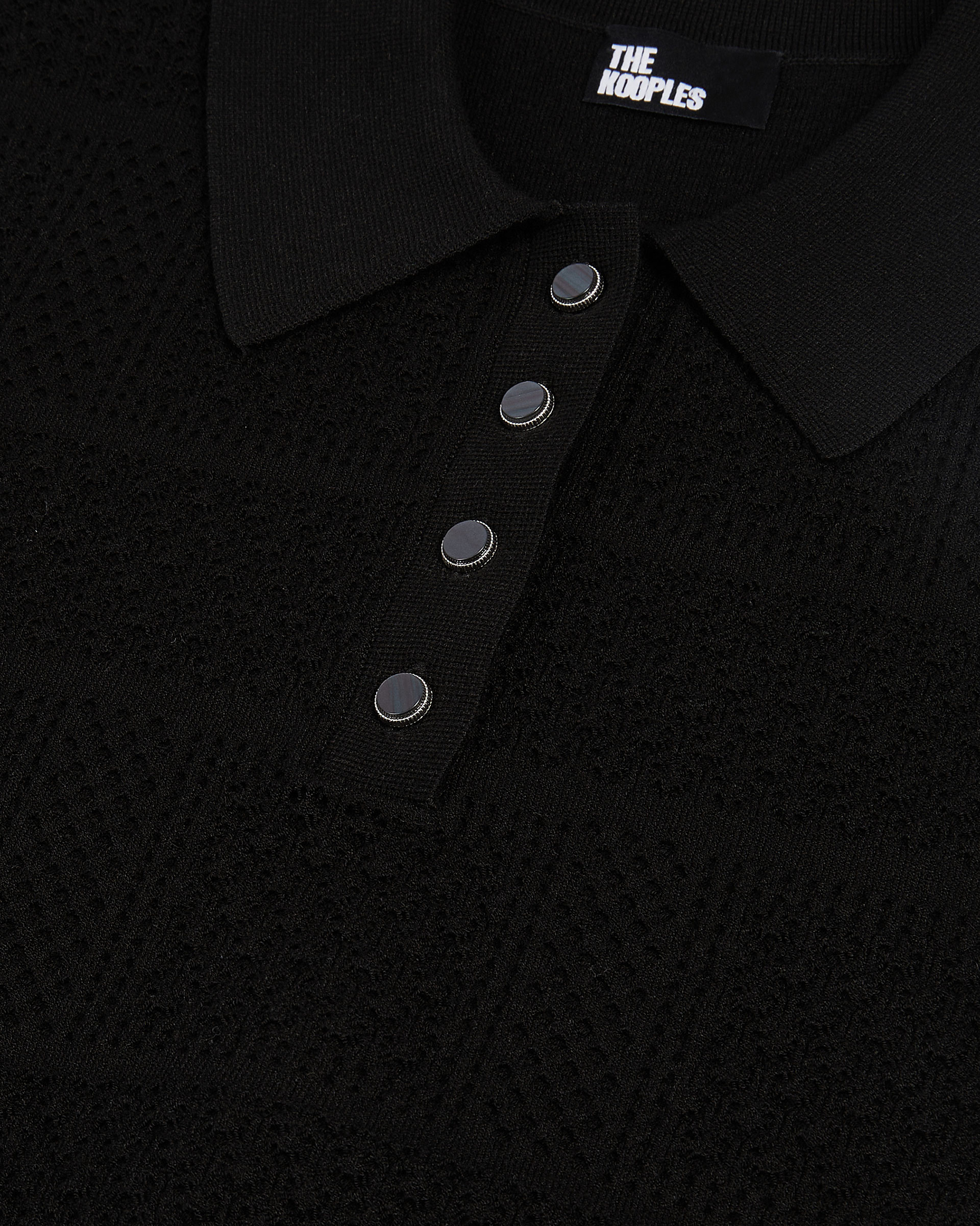 Polo en maille ajourée noir