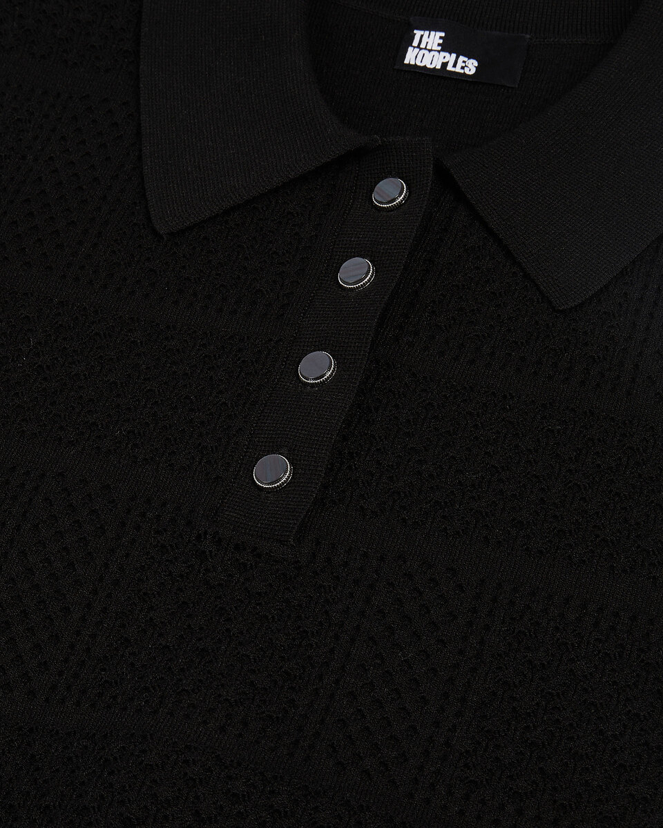 Polo en maille ajourée noir