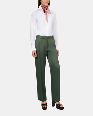 Pantalon tailleur en soie vert