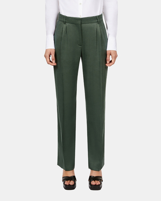 Pantalon tailleur en soie vert
